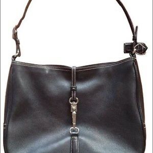 COACH  Classic Hobo Hamilton Black Leather Clip Lock Shoulder Handbag